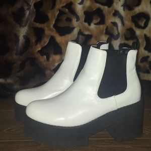 Nasty Gal white platform Chelsea boots